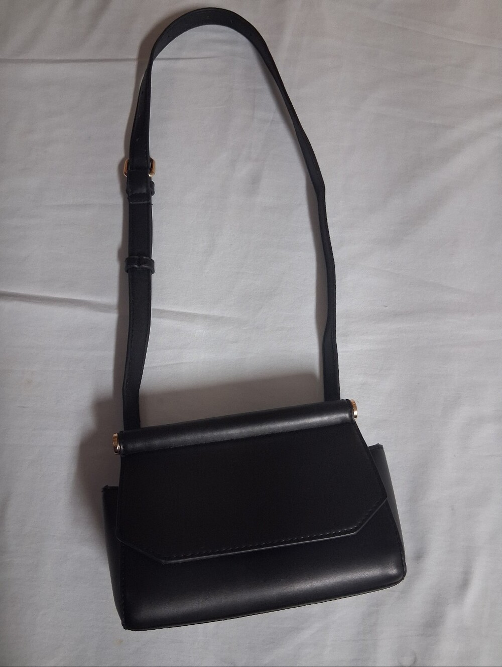 a new day Black Leather Mini Crossbody with Adjustable Strap